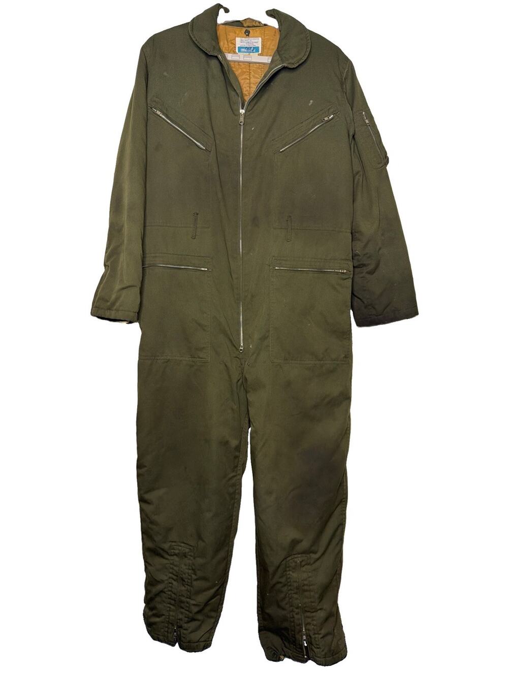 Sears Men’s 50 Long Insulated Coveralls Olive Green Work Chore Leisure Vintage